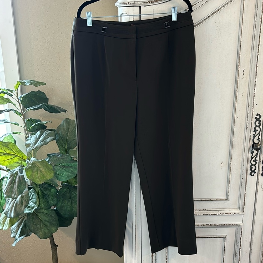 Multiples Women’s 12 Petite Dark Brown Dress Pants with Faux Belt